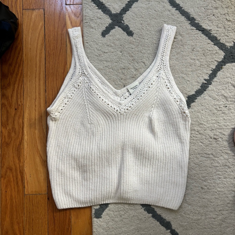 White Crochet Abercrombie Tank